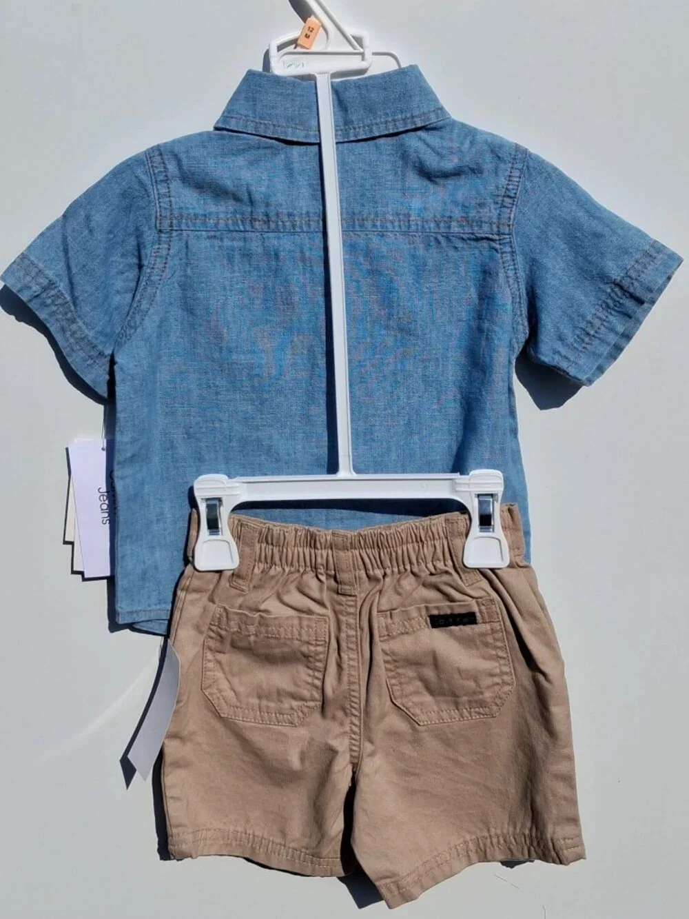 Calvin Klein Baby Boys 2-Piece Enzyme-Washed Denim Button Front Shirt and Twill